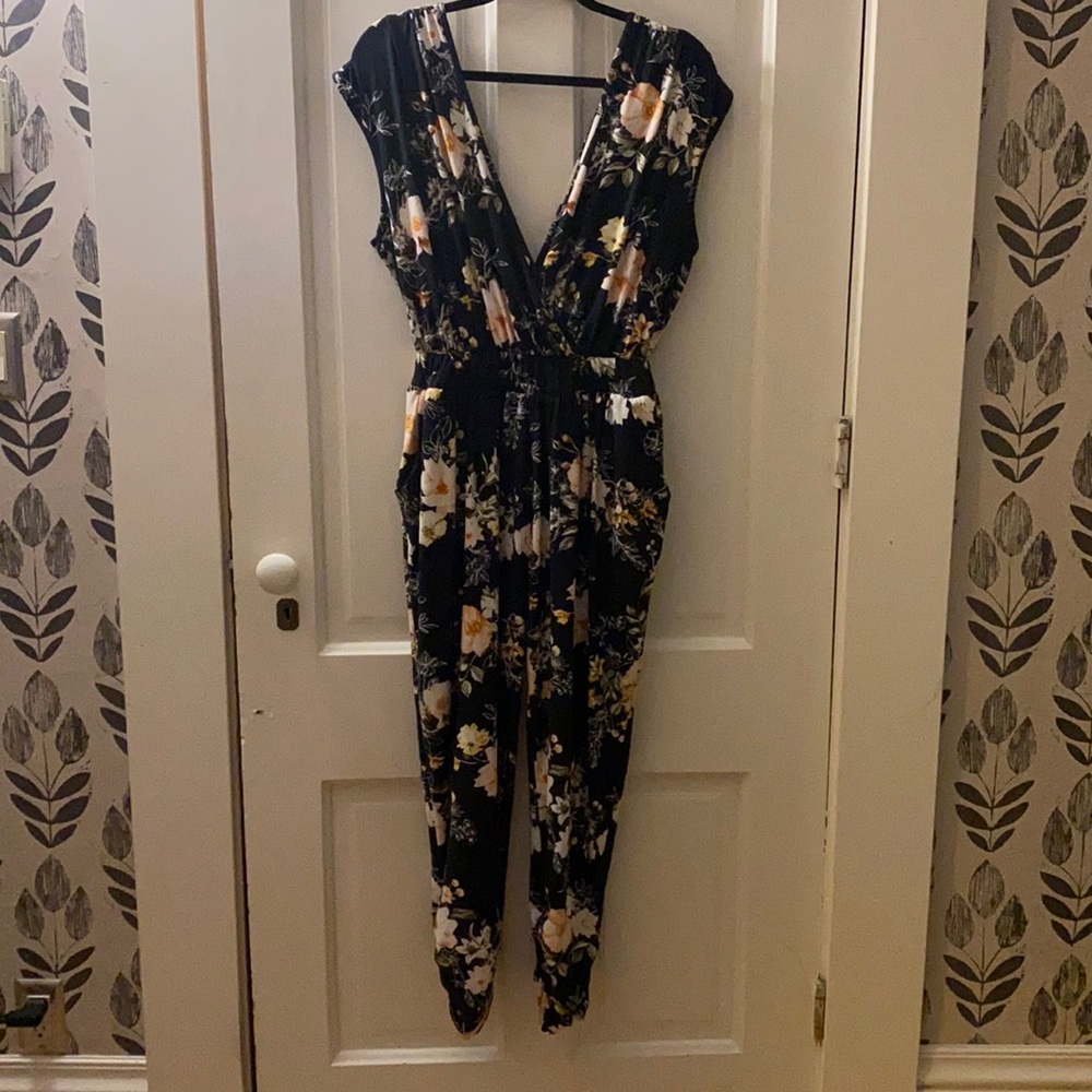 Black floral jumpsuit